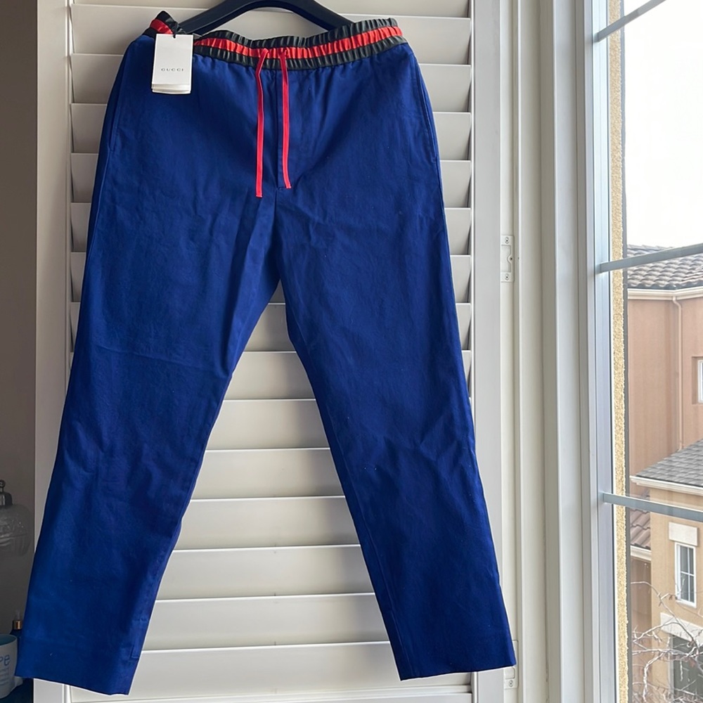 Gucci Men’s pants cotton drill buckles ankles 48